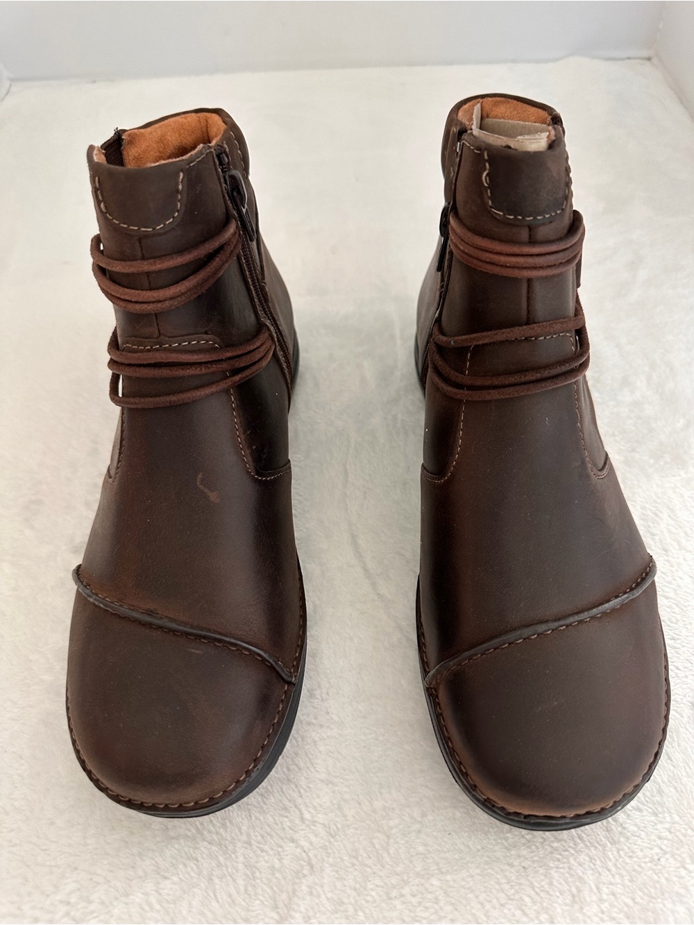 Clarks Women’s Dark Brown Ankle Boots with Wrap Laces